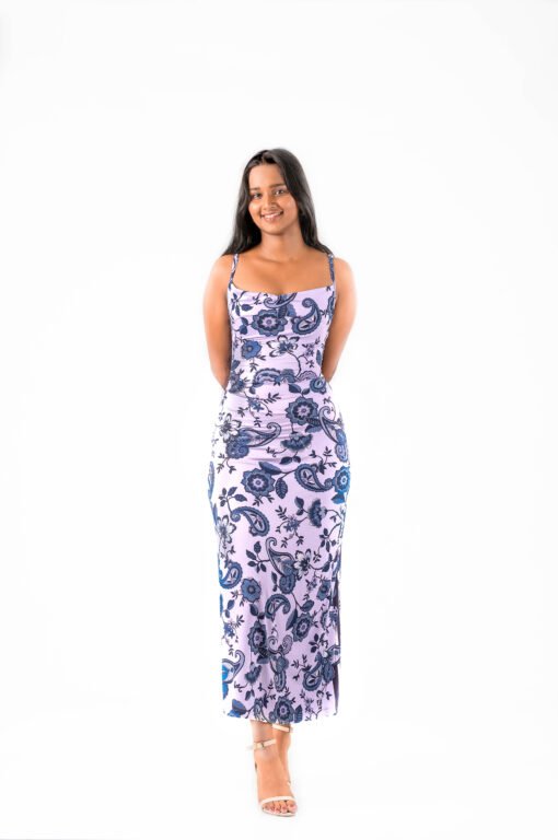 BACK TIE-UP COWL NECK MAXI DRESS