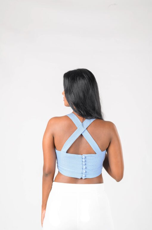 CRISS CROSS BUTTON BACK HALTER TOP - Image 2