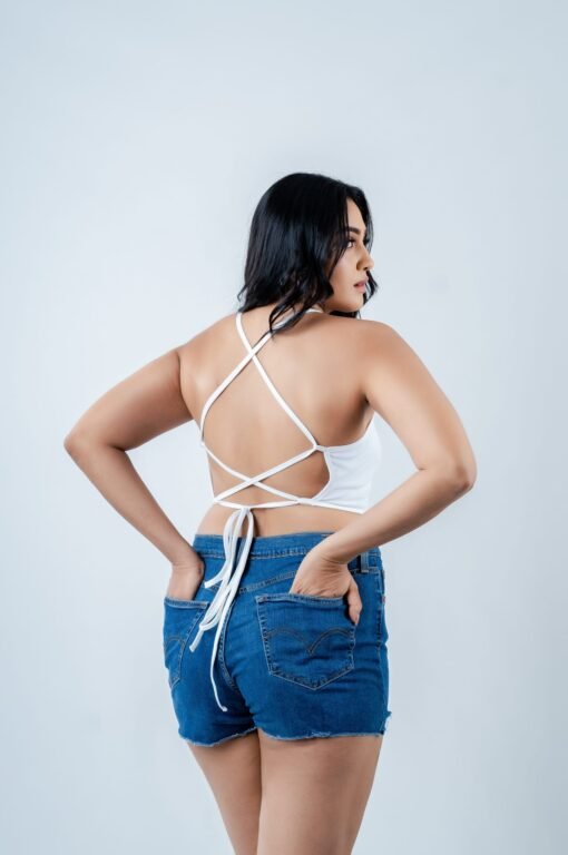 CROSS BACK LACE UP CROP TOP - Image 4