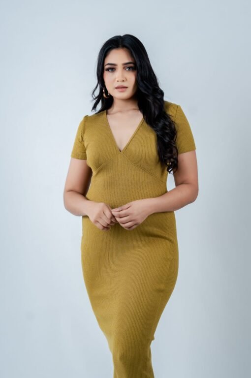 RIBBED BODYCON MIDI DRESS - Image 2