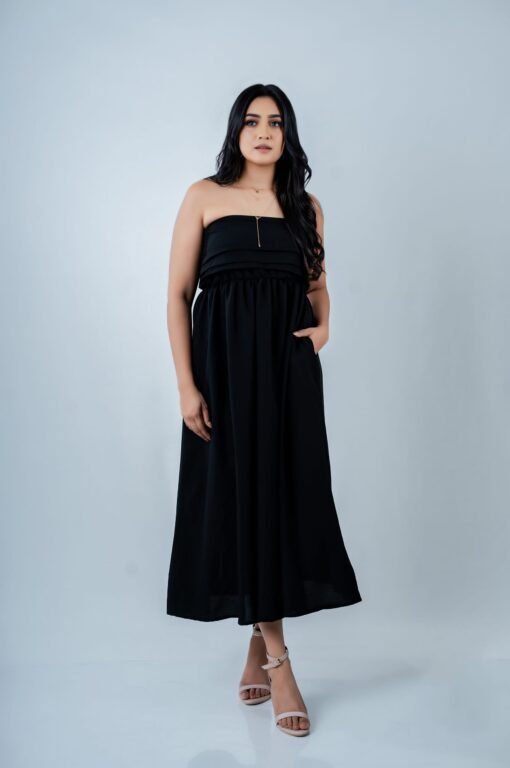 STRAPLESS MIDI DRESS