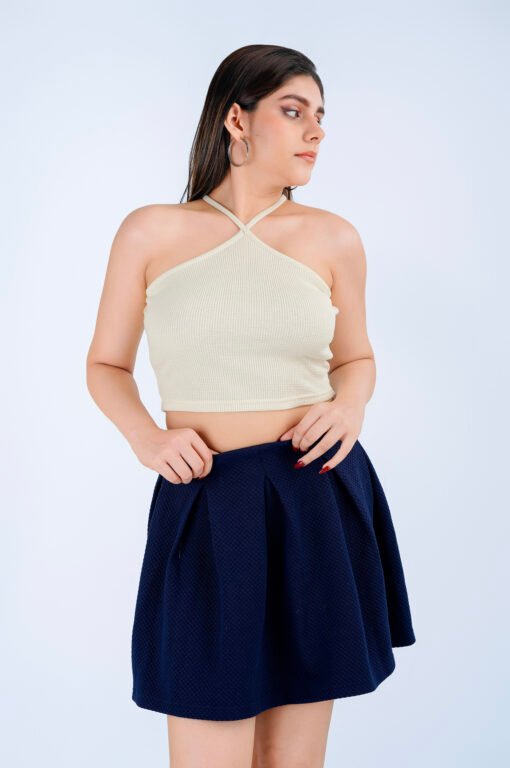 WAFFLE HALTER NECK TOP